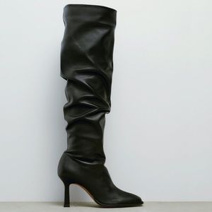 Zara heeled leather knee high Boots size 8